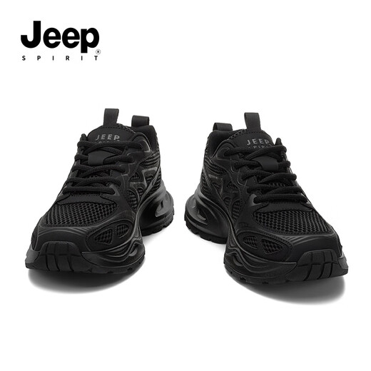 JEEP SPIRIT吉普男鞋运动老爹鞋男网面透气休闲跑步鞋子男 6060 石墨黑 42