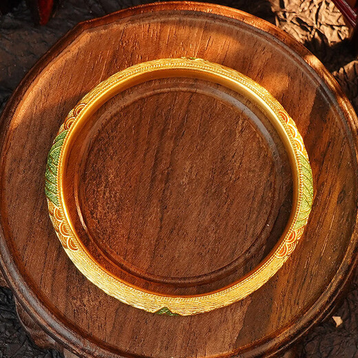 OAZ ancient method Qianli Jiangshan bracelet enamel color gold bracelet wedding light luxury versatile temperament bracelet ancient method bracelet