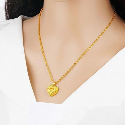 CAMPUSKINGLY old phoenix 999 gold fine phoenix tail necklace thick gold flower blooming rich frosted large flower pendant pure silver gold bag with fine water wave chain + love water drop together