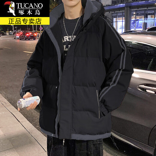 Woodpecker (TUCANO) cotton coat men's autumn and winter plus velvet thickened cotton coat loose down casual down jacket men's coat warm short clothes 9789 blue 2XL about 145-160Jin Jin is equal to 0.5 kg