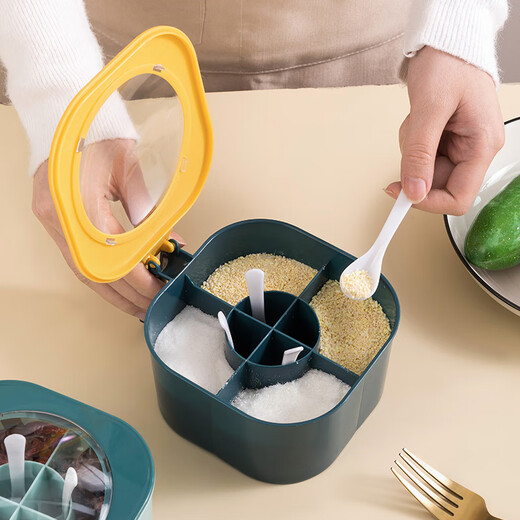 Xin Cong seasoning box combination set kitchen household seasoning jar salt MSG pepper condiment spice storage box one-piece multi-grid Liulu one pack without odor