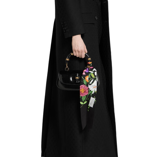 GUCCI Gucci decorated printed twill mulberry silk ribbon gift black and multi-color one size