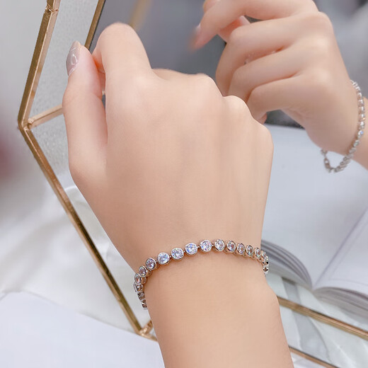 Guanpu Pavilion Fat Donglai same style pt950 platinum moissanite bracelet PT950 full diamond tennis 30 minutes fashionable diamond-encrusted hand PT950 steel seal 15cm