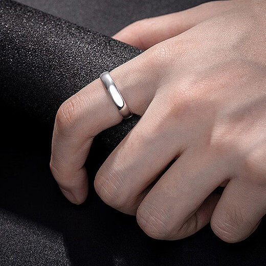 ALLOVE simple sterling silver ring men's single index finger ring plain ring birthday gift for boyfriend and husband's birthday practical gift