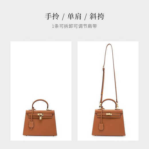 Honggu cowhide hand-held crossbody bag, fashionable and versatile, light luxury Kelly bag for women, gift for girlfriend on Valentine's Day
