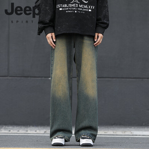 JEEP SPIRIT男士水洗牛仔裤直筒宽松2025春秋季新款复古垂感百搭阔腿长裤男款 1047怀旧色 S