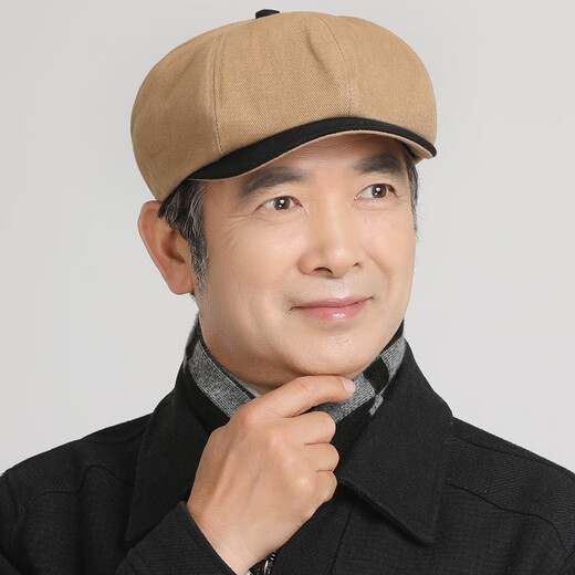 Product design spring and summer pumpkin hat for middle-aged men in autumn new retro octagonal hat dad hat western style grandpa autumn and winter trend khaki M elastic (57 to 59c)