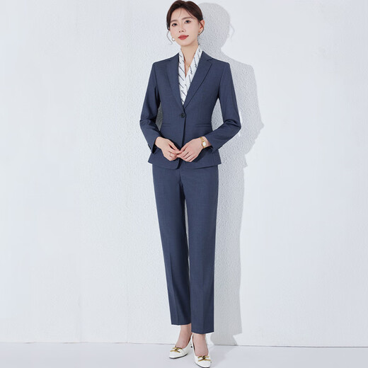 Нефритовый костюм, женский костюм из двух частей, весенне-осенний, серый, высококачественный, для собеседования, официальная деловая одежда, пригородная куртка 8068, серый костюм + брюки 2XL