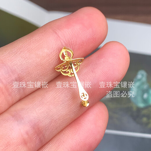 OEMG18k gold safety buckle buckle retro pattern buckle head inlaid with beads beeswax white jade pendant clip accessories It is not recommended to install it by yourself, you need to weld and reuse the beads