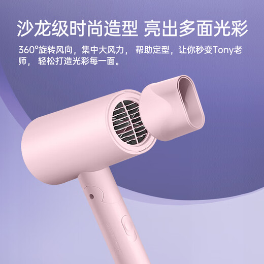 FLYCO Hair Dryer Portable Home Dormitory Student High Power Hair Dryer Quick Drying Foldable for Girlfriend 1800W Quick Drying Negative Ion FH6278-Light Pink