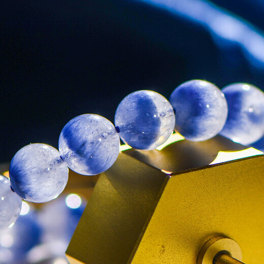 Eternal symbol light luxury brand luxury crystal bracelet Brazilian old mine blue line stone bead bracelet birthday gift for men and women jewelry grade blue line stone about 12mm