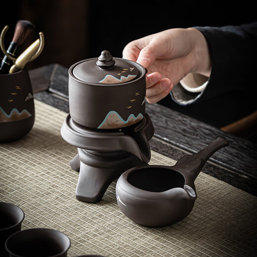 Porcelain Friendship Tea Purple Sand Remote Mountain Automatic Tea Set Gift Box for New Year's Eve Gifts for Elders, Birthday Gifts for Dad, Housewarming Souvenirs