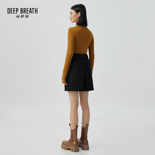 Deep Breathe DEEP BREATH 20% off Women's high-waist workwear style Bermuda wide-leg casual shorts for women 8100068 Black S (size 2)