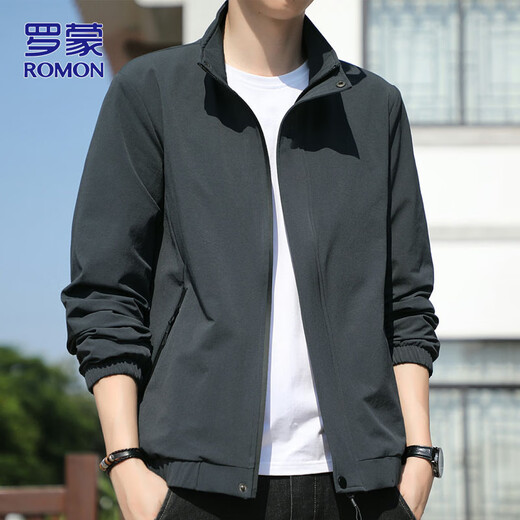 ROMON jacket men's casual business jacket men's autumn and winter versatile men's tops dark gray 2XL