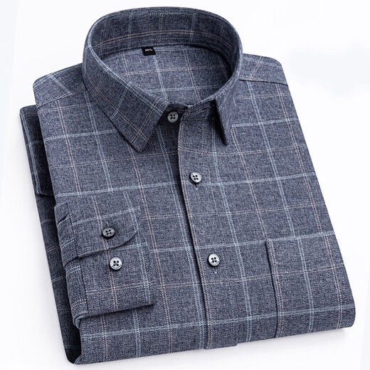 诺贝尔保罗（NOBOLPAUL）100%纯棉长袖衬衫男加厚免烫法兰绒全棉磨毛格子中青年衬衣男装 MG693暗绿格 41