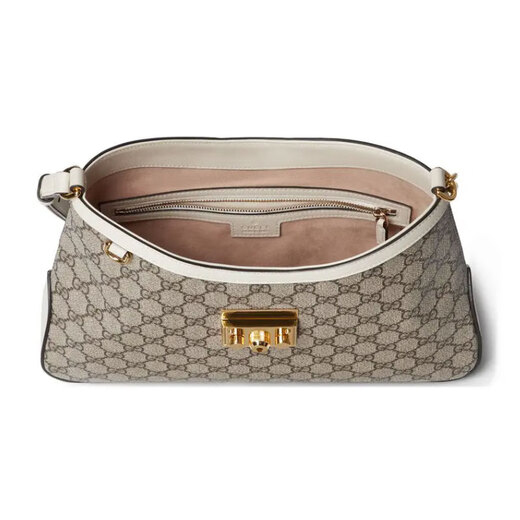 GUCCI (GUCCI) Sac à bandoulière pour femmes Sac de verrouillage GG Sac à épaule moyenne sac beige / sac en fourche en ébène