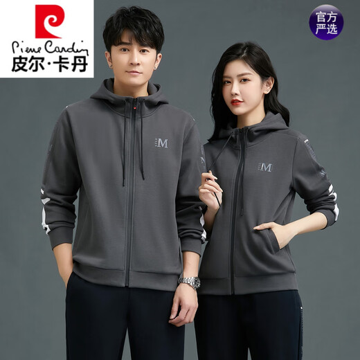 Pierre Cardin couple wear spring and autumn hooded clothes for men 2025 new trend sports suit men's casual wear sweatshirt jacket 15281 red spring and autumn jacket + pants M female weight 85-99Jin Jin is equal to within 0.5 kg