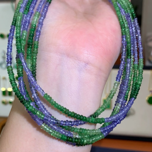 Fukufu Cuiguan colorful treasure tanzanite tsavorite design rainbow necklace with chain 40+10cm extension chain