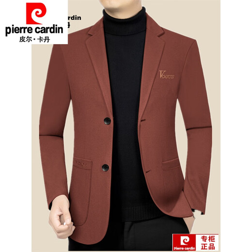 皮尔卡丹（pierre cardin）春秋新款男士西服中年休闲韩版修身简约羊毛西装外套新品 黑色 L 175 120-138斤