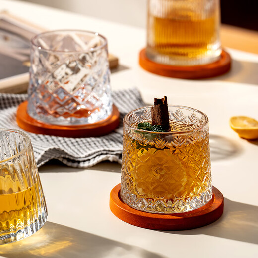 Onlycook creative rotating cup with coaster decompression glass creative whiskey glass foreign wine glass rotating wine glass vertical edge type with coaster 250ml 1 piece