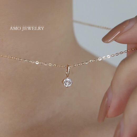 Liangxue Moissanite 1 carat 50 minutes 30 minutes loose diamond pendant 18k gold four-claw single diamond necklace real gold girlfriend gift 18k gold yellow 1 carat moissanite (only the pendant does not include the chain)