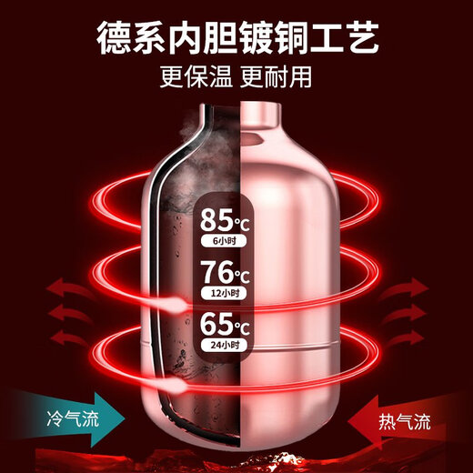 保温壶家用大容量304不锈钢内胆长效保温热水壶暖瓶结婚陪嫁 9277香槟金2.1升 内外30 92772m