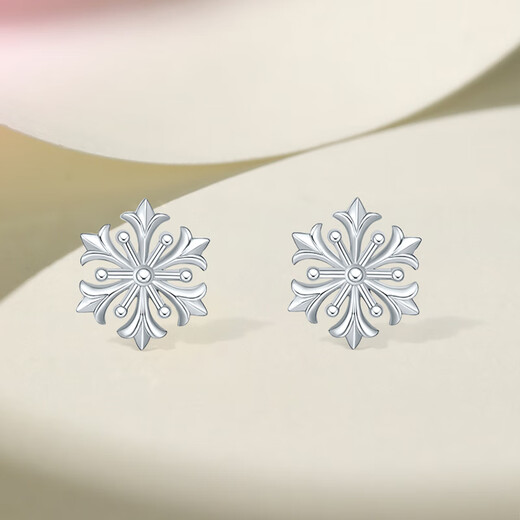 Saturday Fortune (ZLF) pt950 platinum earrings for women, classic shiny snowflake earrings for your girlfriend, one pair - 2.11g