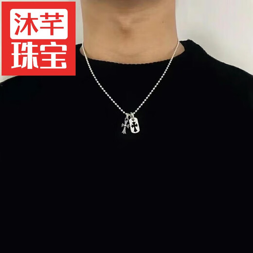 Muqian 22k gold inlaid diamond hollow cross Birkin small tag military brand pendant accessories necklace hip hop 22K diamond mini hollow cross tag pendant 90