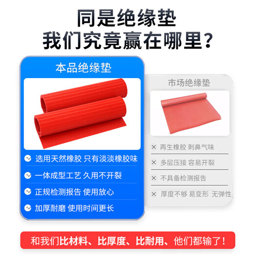 绝缘垫配电房10kv高压配电柜绝缘地毯地垫防滑防电橡胶板绝缘胶垫 升级版【5mm】1米*5米 红条纹 耐压10kv
