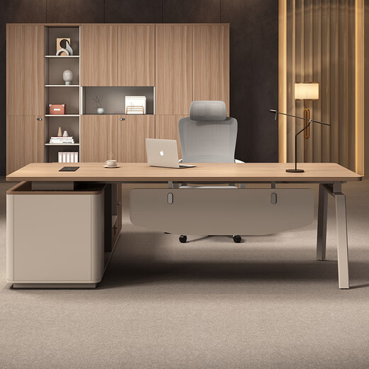 Shu Sheng boss office desk and chair combination simple modern single table office furniture table executive desk supervisor manager table 1.6 meters boss table (long cabinet version)