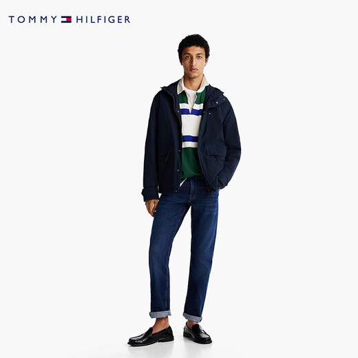 Tommy Hilfiger packable autumn and winter men's American retro casual lightweight portable hooded cotton jacket
