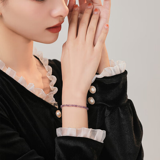 Xiaomi Star's new amethyst bracelet for women, transfer beads for besties, ins niche design, fine bracelet gift, faceted tanzanite - suitable for hand circumference of about 14CM