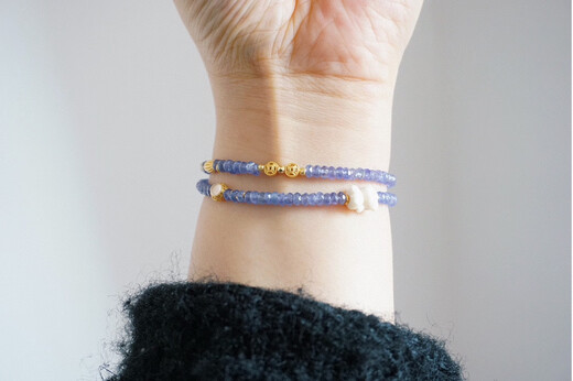 Chihuan natural tanzanite faceted double circle bracelet Mammoth Bear 925 silver white agate natural pearl silver gold-plated accessories