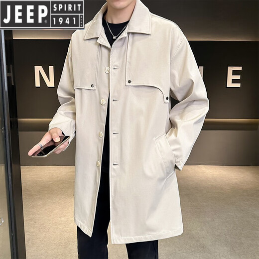 JEEP SPIRIT молодежная свободная модная однотонная ветровка средней длины на весну и осень, повседневная красивая модная куртка в корейском стиле, мужской универсальный топ черного цвета 2XL