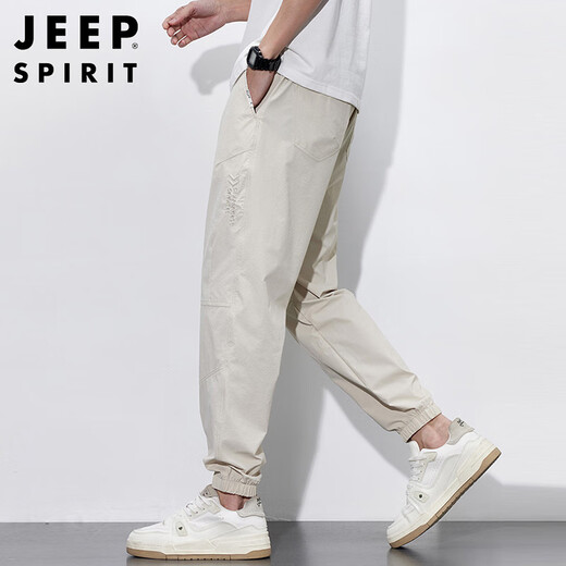 JEEP SPIRIT吉普裤子男夏季男士休闲裤男装冰丝薄款潮流宽松束脚速干运动长裤