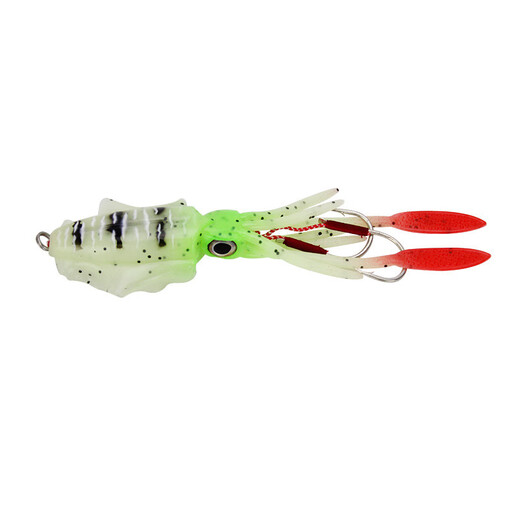 Raft core with lead octopus bait double hook squid bait 15cm60g sea fishing boat fishing simulated fake bait deep sea soft bait A1047# with lead 15cm octopus bait