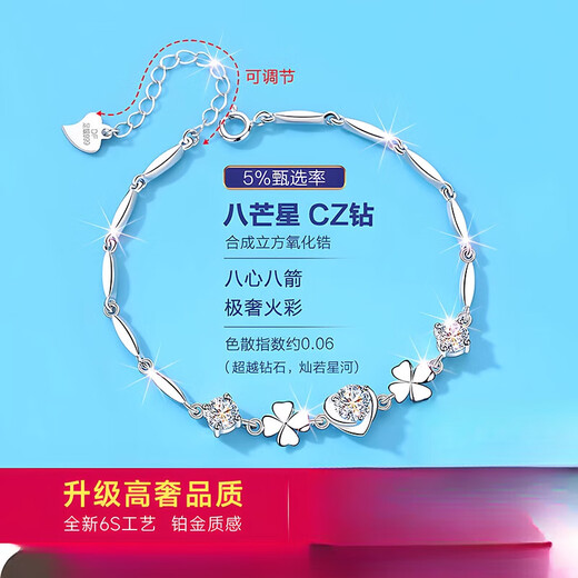 Guanpuge Fat Donglai same style pt950 platinum bracelet four-leaf clover silver bracelet for girls 2024 new style women's national inspection old brand jewelry choose gift box and place order 20cm