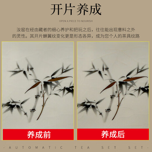 Gaiwan tea set three-piece set Ru kiln Fu Bamboo Sancai tea bowl single home reception tea set Huang Ru/Gaiwan (Fu Bamboo) rich style 130ml