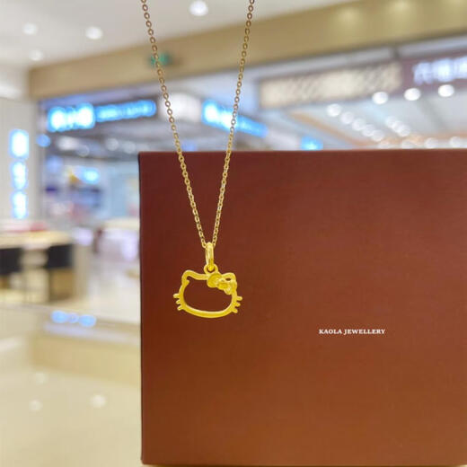 Chihuan 18K gold Helokttiy cat head necklace for women sterling silver gold plated hollow Hello Kitty clavicle chain bow Helo kttiy cat head necklace