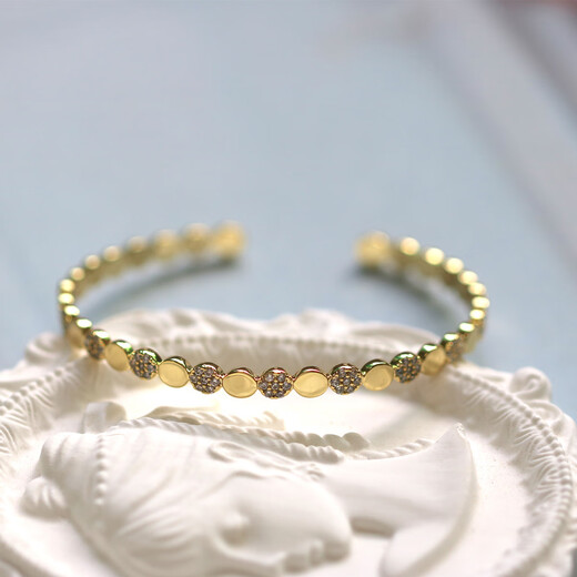 DYN replica 18k gold-filled zirconium spacer disc bracelet open bracelet with no size limit