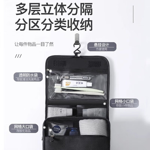 Toilet bag for men on business trip, dry and wet separation, large capacity, portable washing and care, high-end bath cosmetic bag, travel storage bag, amenity bag, navy blue, extra large dry and wet separation