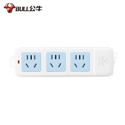 Bull (BULL) socket without wire strip wireless self-wiring semi-finished drag strip weak current box assembly project 3-position two-three plug multi-hole 10A power supply without switch GN-A03