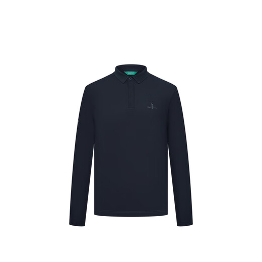 Biyinlefen Anti-UV sunscreen and easy care Spring and autumn men's fashionable sports and leisure outdoor lapel long-sleeved polo shirt for men 25 navy blue M (100)