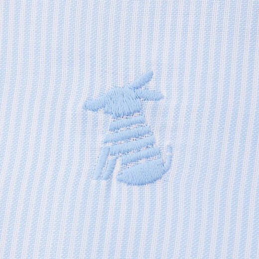 ELLE KIDS old money style 25 spring and autumn girls classic embroidered striped top lapel long-sleeved shirt blue and white stripes