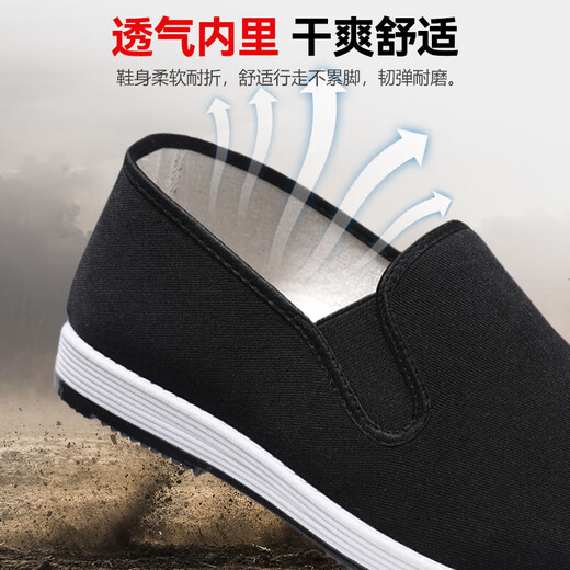 Qiao Luowei alte Peking-Stoffschuhe für Herren, traditionelle handgefertigte tausendschichtige Stoffschuhe, rutschfeste Gummisohle, lässige einbeinige Fahrarbeitsschuhe, schwarze Unterseite, Gummisohle, 42