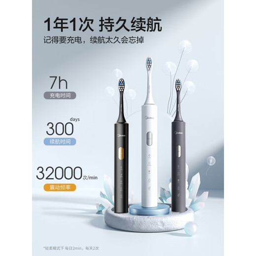 Midea Electric Toothbrush for Adults and Men and Couples Fully Automatic Sonic Gift Box Gift Toothbrush S1P S1P Polar White