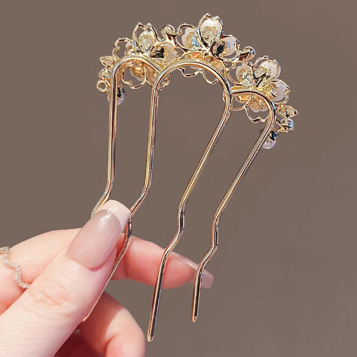Xiang Wan hairpin U-shaped flower hairpin high-end pearl wave hair comb simple hairpin hairpin Mid-Autumn Festival gift