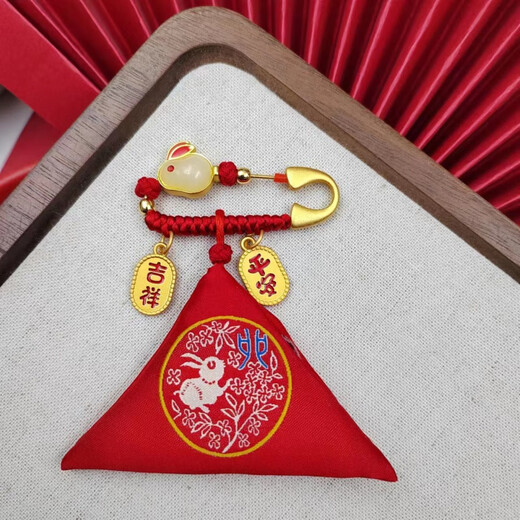 WEISHINI twelve zodiac ancient gold safety pins to prevent punctures for babies, shock pressure triangle lucky bags, fetal hair bags, diy empty bags, zodiac dragon fetal hair bags
