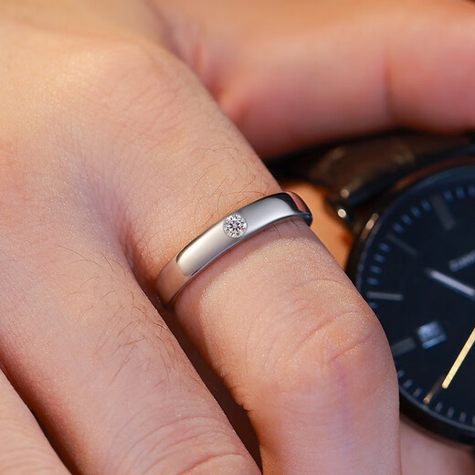 Pt950 platinum diamond men's ring plain ring live simulation diamond ring proposal wedding men's ring wedding ring for husband light luxury single-minded men's ring