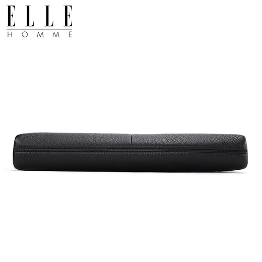 ELLE HOMME men's bag handbag horizontal style business briefcase first layer cowhide men's bag birthday Valentine's Day gift for boyfriend black EA788203310 medium bag 12 inches